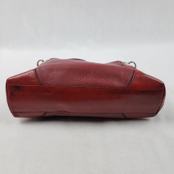 Brighton red braided handle leather shoulder bag w/ matching wallet - Picture 6 of 11